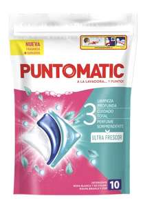 0,17€ / Capsula PUNTOMATIC 10 Cápsulas Tricámara Ultra Frescor Detergente Lavadora para Ropa Blanca y de Color Quitamanchas (Mínimo 3 Uds)