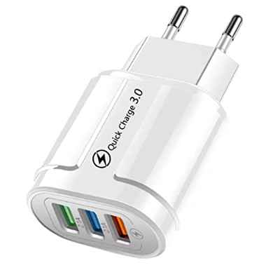 18W Cargador rápido QC 3.0 con 5V 3A USB A Ideal para Carga Rápida de Móvil y Tablet Compatible con Apple (iPhone 14,13,12,11,X,8,7) Huawei Samsung S22, S21, S20 Xiaomi LG HTC (1 USB-A, Negro)