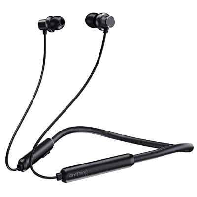 1MORE Auriculares Inalámbricos Bluetooth 5.0 de Omthing, auriculares deportivos con banda para el cuello con micrófono, sonido premium, 12 horas de tiempo de reproducción, negro