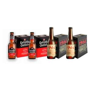 2 packs de 1906 Reserva Especial 33cl + 2 packs de Estrella Galicia Especial 25cl (24 botellas en total)
