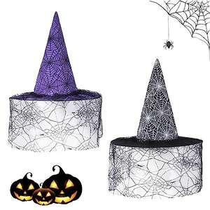 2 Piezas Gorro de Bruja de Halloween, Gorra de Malla Spider