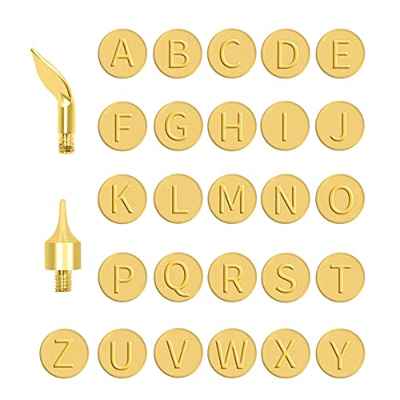 28 letras de puntas de leña, Carvin-g Craft Alphabet Set de alfabeto de leña para pirografía, trabajo de hierro, grabación en relieve y manualidades Carvin-g