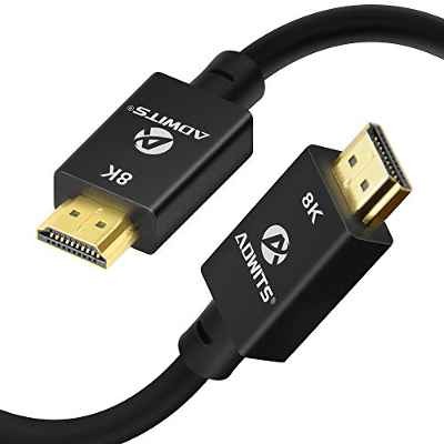 [2m/6.5 pies] ADWITS Cable HDMI 8K Ultra HD de 48 Gpbs de Alta Velocidad 8K60 4K120 144Hz eARC HDR10 4:4:4 HDCP 2.2 y 2.3 Compatible con TV,Nintendo Switch,Roku,Xbox,PS4 Pro,BLU-Ray-Negro