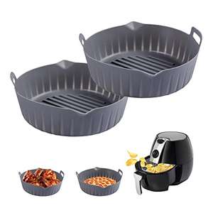 2X Molde Freidora de Aire de Silicona | Set de 2 Bandejas Circular Air Fryer o Horno| Sin Aceite (Circular)