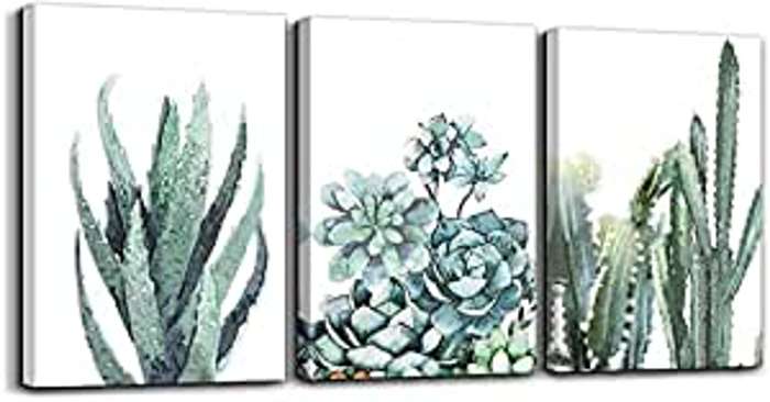 3 lienzos decorativos con plantas verdes