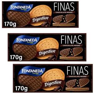 3 x Fontaneda Digestive Galletas Finas con Chocolate Negro 170g [Unidad 1'35€]