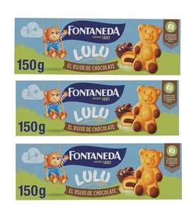 3 x Fontaneda Osito Lulu Bizcochos Rellenos de Chocolate en Forma de Oso con Leche [Unidad 1'13€]