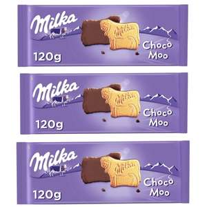 3 x Milka Choco Moo Galletas en Forma de Vaca Recubiertas con Chocolate con Leche de los Alpes 120g [Unidad 0'84€]