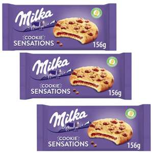 3 x Milka Sensations Galleta Cookie con Pepitas de Chocolate con Leche y Relleno de Chocolate con Leche de los Alpes 156 g [Unidad 1'61€]
