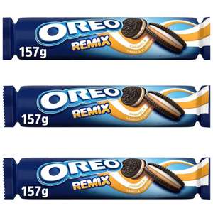 3 x Oreo Remix Galletas de Cacao Rellenas de Crema Sabor Caramelo y Vainilla 157g [Unidad 0'94€]