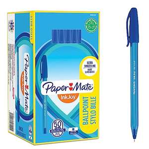 50 Bolígrafos con capuchón, Paper Mate punta ultrafina de 0.5 mm, color azul