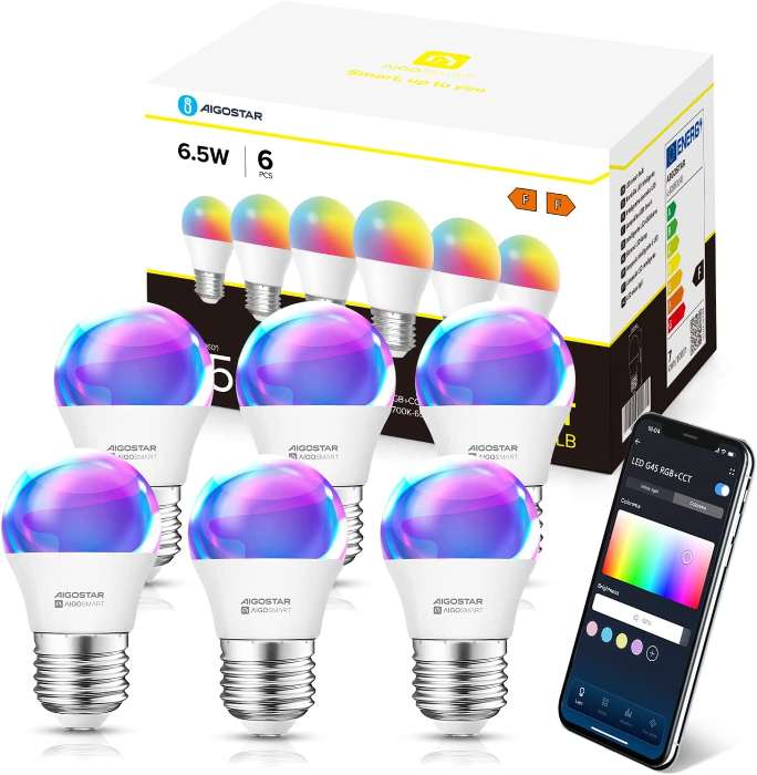 6 bombillas inteligentes Aigostar WiFi E27