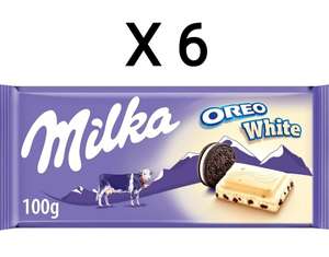 6 x Milka Oreo Tableta de Chocolate Blanco con Trozos con Galleta Oreo y Relleno de Vainilla 100g [Unidad 0'83€]