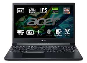 Acer Aspire 7 A715-43G - 15.6” Full HD IPS, Ryzen 5 5625U, 16GB RAM, 512GB SSD, RTX 3050, Sin Sistema operativo, Negro, Teclado QWERTY Es