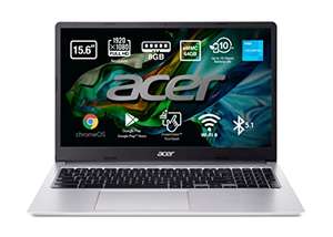 Acer Chromebook 315 CB315-4H - Ordenador Portátil 15.6" HD LED (Intel Celeron N4020, 8GB RAM, 64GB eMMc, Chrome OS), PC Portátil Color Plata