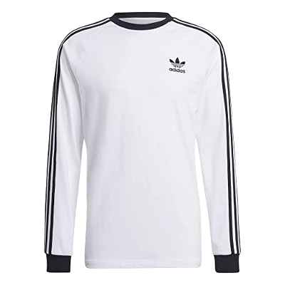 Adidas Camiseta de manga larga modelo 3-STRIPES LS T, color Blanco, talla M