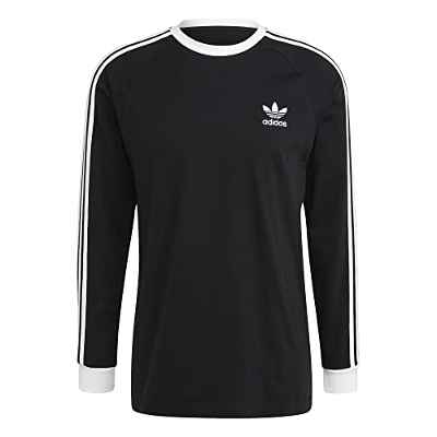 Adidas Camiseta de manga larga modelo 3-STRIPES LS T, color Negro, talla XL