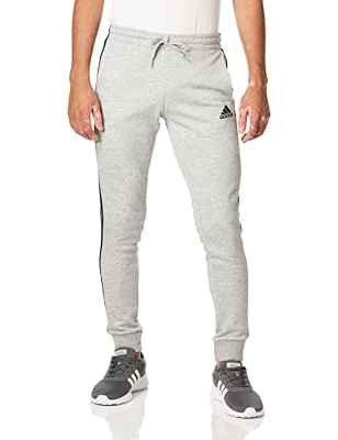 adidas M 3S FT TC PT Pants, Mens, Medium Grey Heather/Black