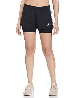 adidas Pacer 3S 2 IN 1 Shorts, Womens, Black/White, S