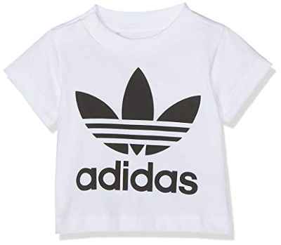 adidas Trefoil tee Camiseta de Manga Corta, Unisex niños, White/Black, 2-3Y
