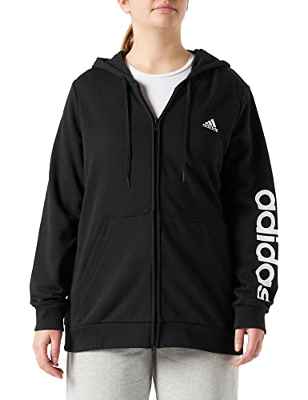 adidas W Lin FT FZ HD Sweatshirt, Women's, Black/White, L