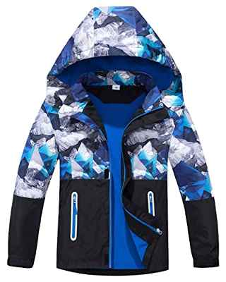 Adorel Cazadora Impermeable con Forro y Capucha Para Niños Azul 5-6 Años (Tamaño del Fabricante 120)