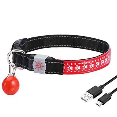 ALEOHALTER Collar de perro LED, USB recargable con luz para arriba collar de perro con cable de carga colgante impermeable que destella collar de seguridad para mascotas perro luz (tamaño: M)