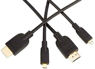 Amazon Basics - Cable adaptador Micro HDMI a HDMI - 1,83 (2-Pack) m (estándar más reciente)