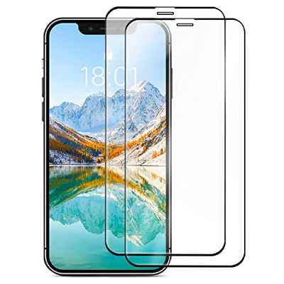 Amazon Basics - Protector de pantalla de vidrio templado para iPhone XR y iPhone 11, cobertura total, 6,1 pulgadas / 15,49 cm (2 unidades por paquete)