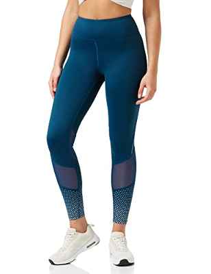 Amazon Brand - AURIQUE Leggings de running moldeadores de cintura alta para mujer, Azul (Gibralter Sea)., 42, Label:L