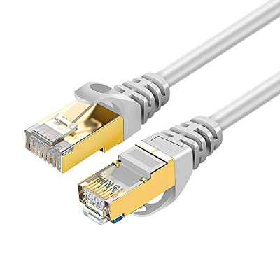 Amazon Brand - Eono Cable de Red Cat 7, Cable Ethernet Network LAN 10Gigabit 600MHz SFTP con Conector RJ45 Oro LAN Compatible con PS5, Xbox, PC, TV, Router, Switch, Cat 6 (White, 1M/3FT)