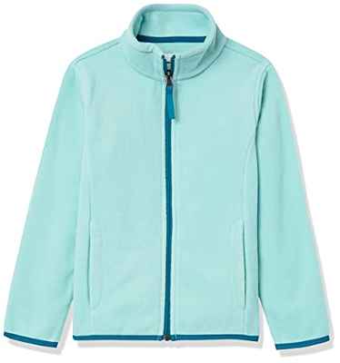 Amazon Essentials Chaqueta de Forro Polar con Cremallera Completa y Cuello Levantado Niña, Azul Agua/Cian Oscuro, 6-7 años
