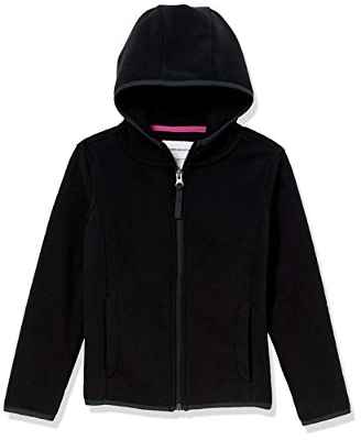 Amazon Essentials Chaqueta de Forro Polar Ligera con Capucha y Cremallera Completa Niña, Negro, 9-10 años