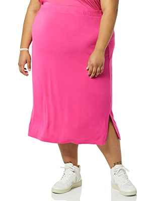Amazon Essentials Falda midi de punto sin cierre (disponible en tallas grandes) Mujer Tamaño grande, Rosa Oscuro, 5XL Grande