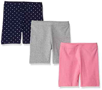 Amazon Essentials Pantalón Corto de Ciclismo (Previamente Spotted Zebra) Niña, Pack de 3, Azul Marino, Lunares, 9-10 años