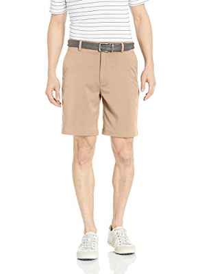 Amazon Essentials Pantalón Corto de Golf Elástico de Ajuste Clásico Hombre, Marrón Caqui, 32W