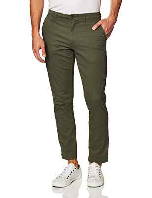 Amazon Essentials - Pantalones ajustados informales en color caqui para hombre, Verde (olive), W28/L28