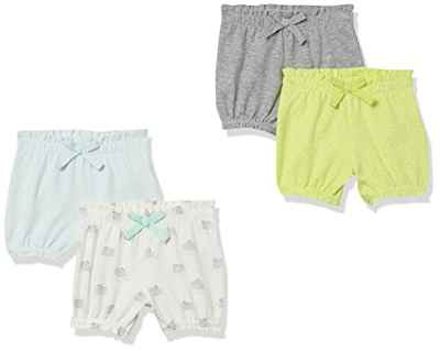Amazon Essentials Pantalones Cortos Bombachos Bebé Niña, Pack de 4, Gris, 18 Meses