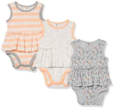 Amazon Essentials Vestidos Tipo Body sin Mangas Bebé Niña, Pack de 3, Gris, Conejito, 0 meses