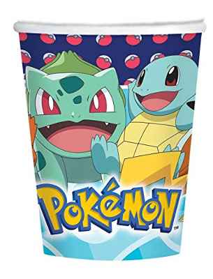 Amscan International 10025588 Pokemon Pokémon - Tazas de papel (250 ml, 8 unidades), color
