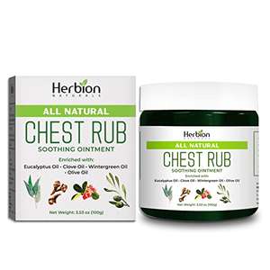 Analgésico natural para los síntomas del resfriado HERBION - All Natural Chest Rub - 3.53 oz. (100 g).
