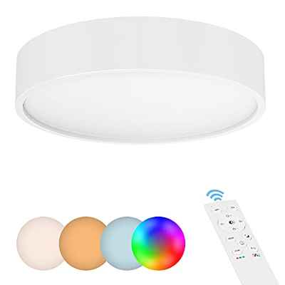 Anten Sydney | Lámpara de Techo Colores LED RGB | IP44 24 W con mando a distancia | Blanco | 3 Colores de Luz + RGB Cambio de color | 30 cm | Lámpara LED para cocina, baño, salón, dormitorio