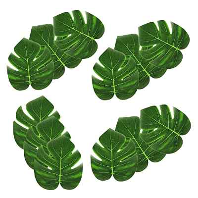 ANYUANKW 12 Piezas Hojas Tropicales Artificiales, Hojas de Palma Tropical Decoración de Mesa, Hoja de Selva Monstera para Fiesta Hawaiano, Bodas, Hogar, Salón