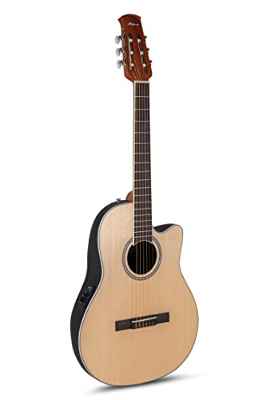 Applause AB2412-5S Guitarra electroacústica tradicional, negro satinado, Mid Cutaway, 12 cuerdas