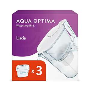 Aqua Optima Liscia Jarra de Filtro de Agua y 3 Cartuchos de Filtro de Agua Evolve+ de 30 Días, Capacidad de 2,5 litros