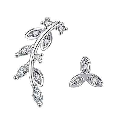 Aretes Asimétricos De Hoja, Pendientes De Plata De Ley 925, Con Forma De Hojas, Aretes De Rama De Hoja, Hipoalergénicos Para Mujeres y Niñas