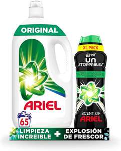 Ariel Detergente Lavadora Liquido 65 Lavados + Lenor Unstoppables XL Potenciador De Fragancia Ariel 510g