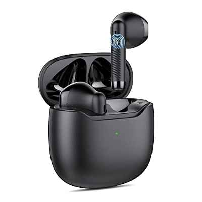 Auriculares Inalambricos, Auriculares Bluetooth 5.3, CVC8.0 Borrar Llamada, Reproducción de 30H, USB-C, Ultraligero y Confortable, Bajos Profundos, Control Táctil, IPX7 Impermeable(Negro).