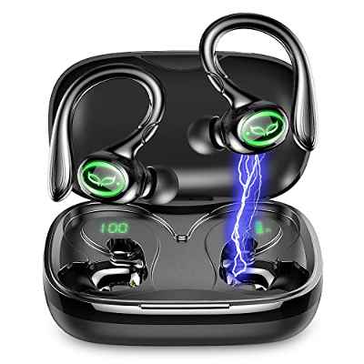 Auriculares Inalámbricos deportivos, Auriculares Bluetooth 5.3 con Dual Mic, Cascos Inalambricos Bluetooth HiFi Estéreo, IP7 Impermeable, Cascos Bluetooth con 48H Cancelación de Ruido Pantalla LED