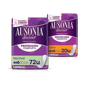 Ausonia Discreet Compresas Incontinencia Mujer, Pack de 2, 72 Compresas Normales + 20 Compresas Extra